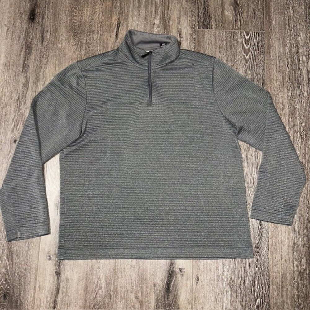 Axist Pullover Long Sleeve Shirt Mens Size Large Gray 1/4 Zip Ribbed Mock Neck